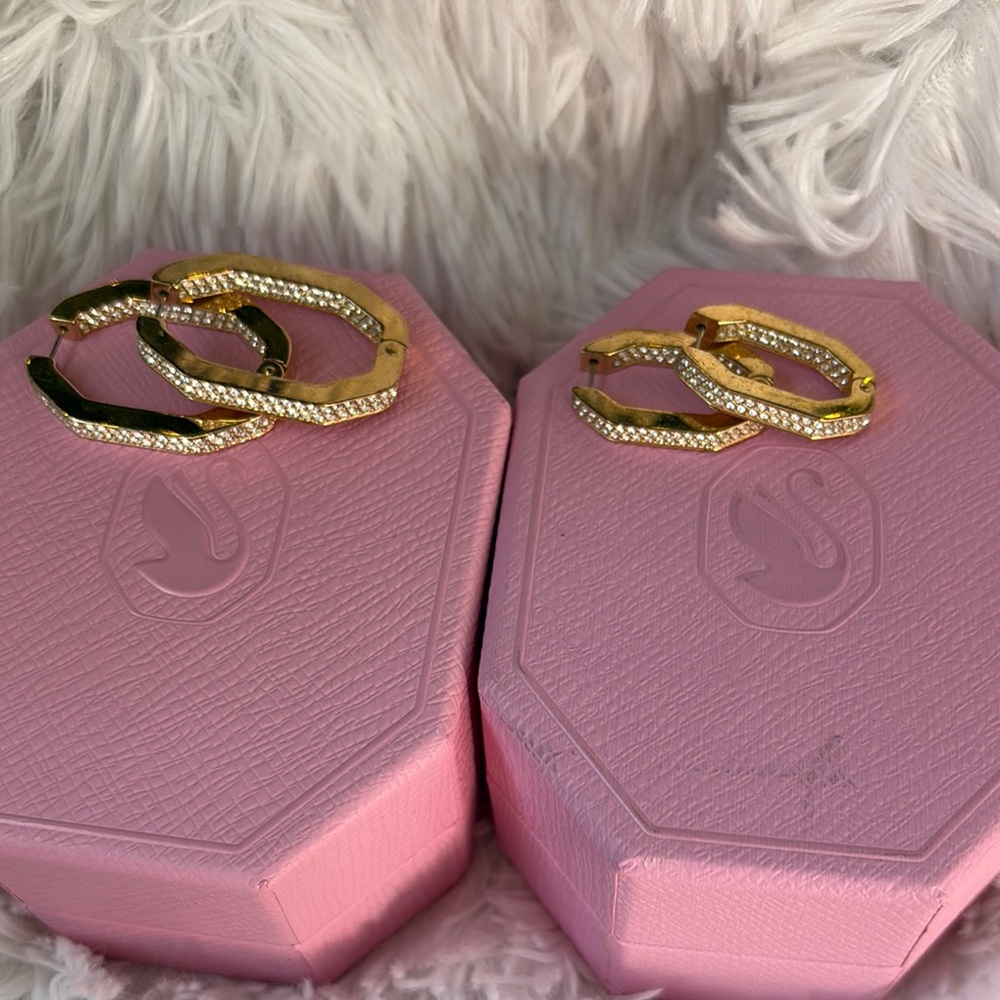 Swarovski‎ Dextera Crystal Pavé Geometric Earrings two pairs